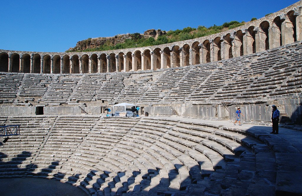 Tiered stone seating of the Aspendos Roman theatre