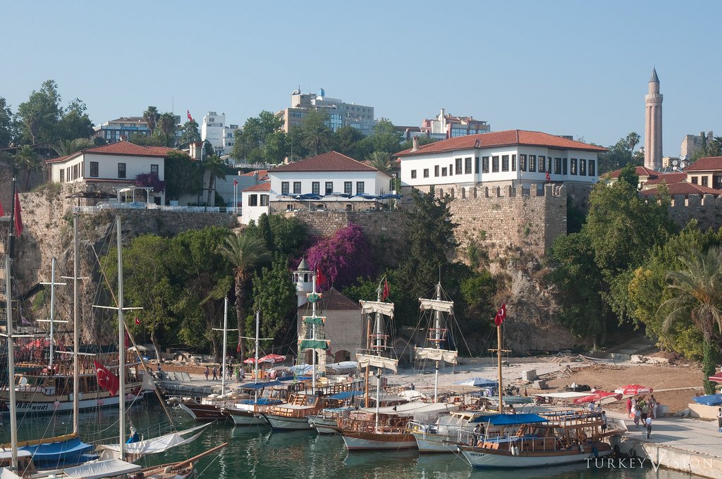 Kaleiçi's Ottoman-era houses above the marina