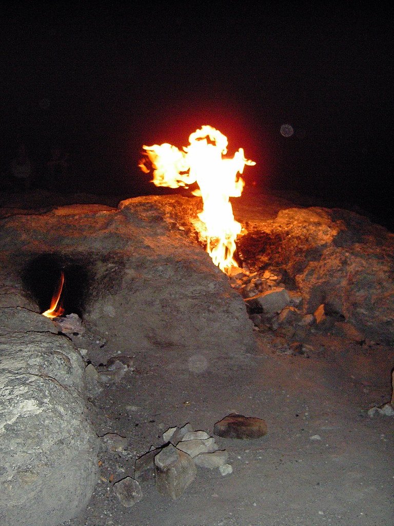 The eternal Chimaera flames near Olympos at night