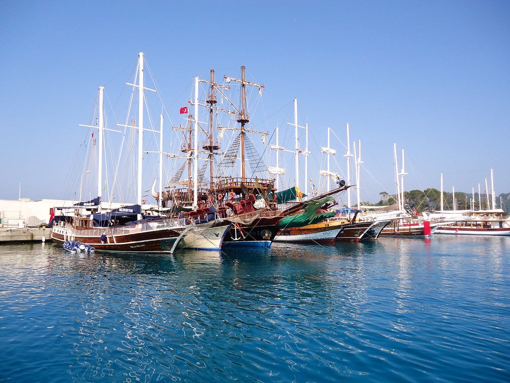 Boats docked in Kemer marina