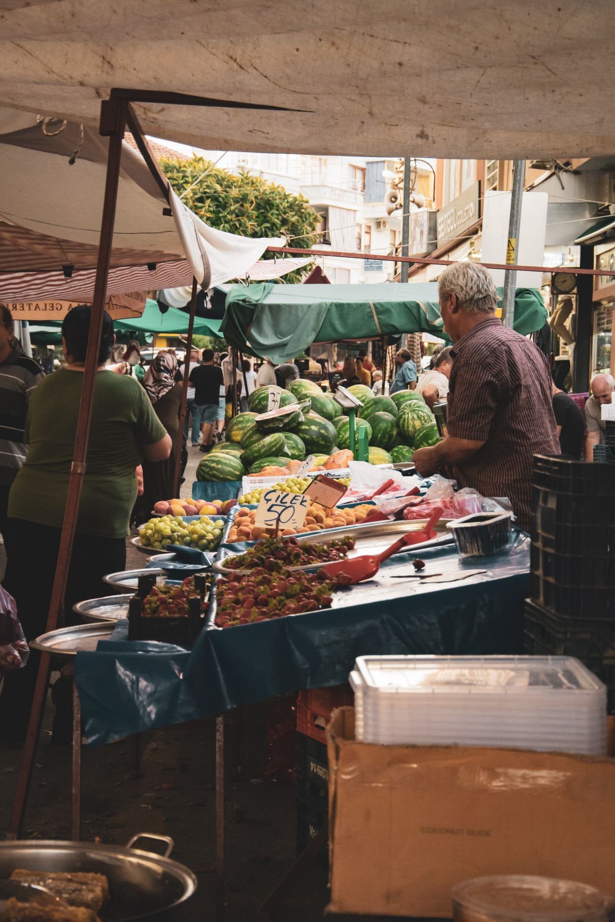 Outdoor produce market stall in the region